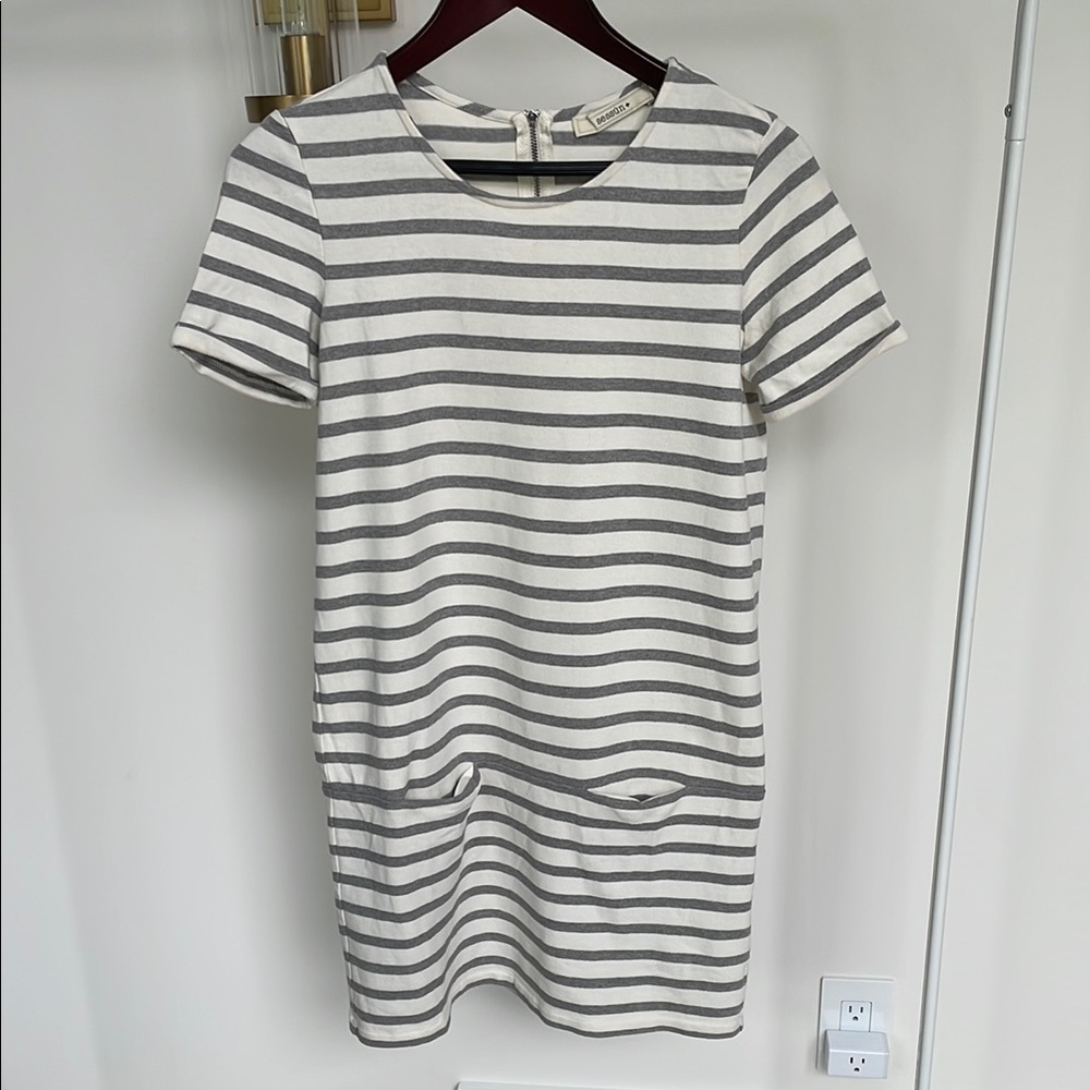 Striped Gray and White Women's Dress